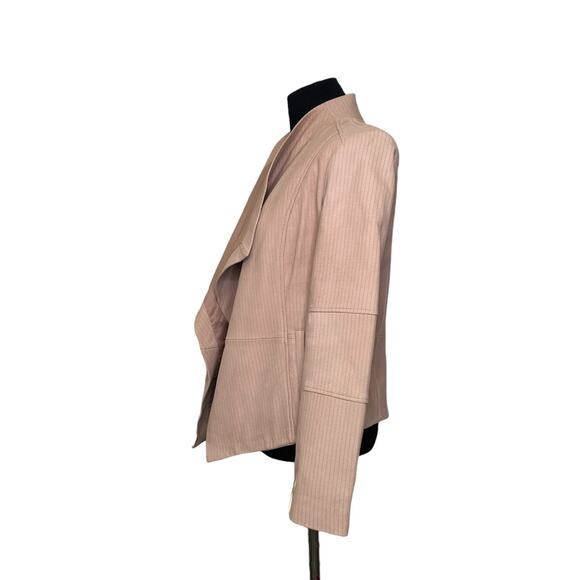 G.I.L.I  Blush Pale Pink Open Front Leather Jacket Size 6 - Picture 9 of 14